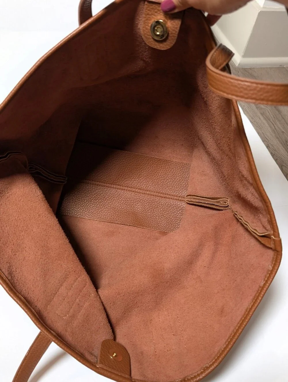 ANTHROPOLOGY Angular Pebbled Tote Classic Brown Leather Tote Shoulder Bag